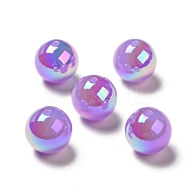 UV Plating Opaque Rainbow Iridescent Acrylic Beads SACR-A001-03I-1