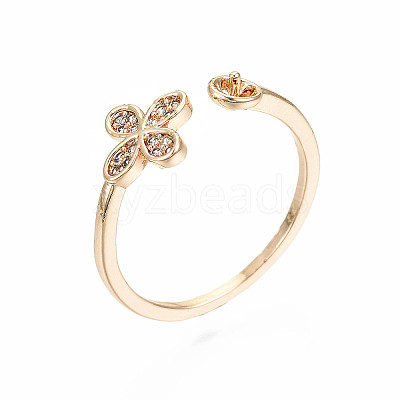 Brass Micro Pave Clear Cubic Zirconia Peg Bails Cuff Finger Ring Settings KK-S360-014-NF-1
