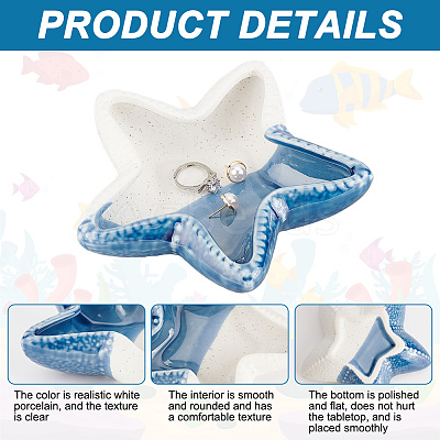 Ocean-themed Ceramic Jewelry Plate DJEW-WH0015-108A-1