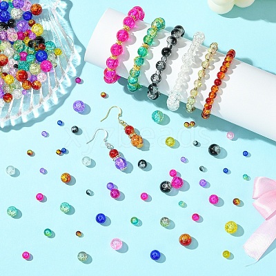400Pcs 4 Styles Spray Painted Crackle Glass Beads CCG-YW0001-20A-1