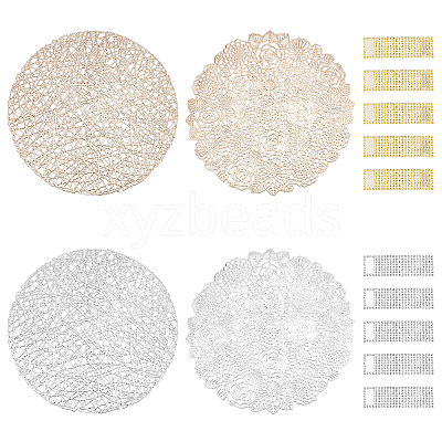 12Pcs 6 Style Flat Round PVC Washable Placemat DJEW-AR0001-02-1