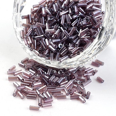 Transparent Colours Pearl Luster Plated Round Hole Glass Bugle Beads SEED-I001-116-1