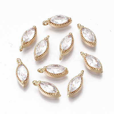 Brass Micro Pave Cubic Zirconia Charms KK-S359-069-RS-1