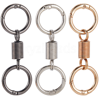12Pcs 3 Colors Nordic Retro Zinc Alloy Double Spring Ring Clasps FIND-SC0012-87B-1