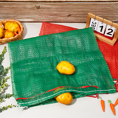10Pcs 2 Colors Christmas Themed Plastic Drawstring Bags ABAG-CN0001-10-1