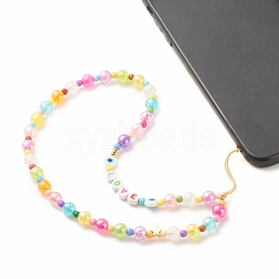 Word LOVE Acrylic Mobile Straps HJEW-JM00643-1
