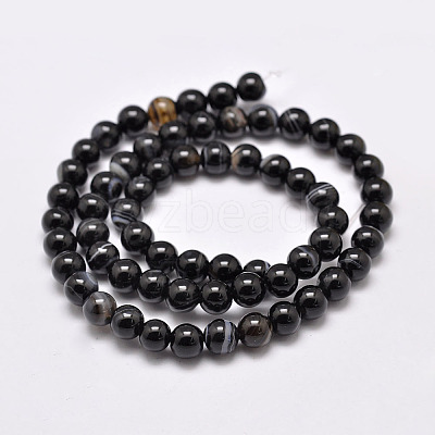 Natural Black Agate Bead Strands LS-G-G962-4mm-12-1