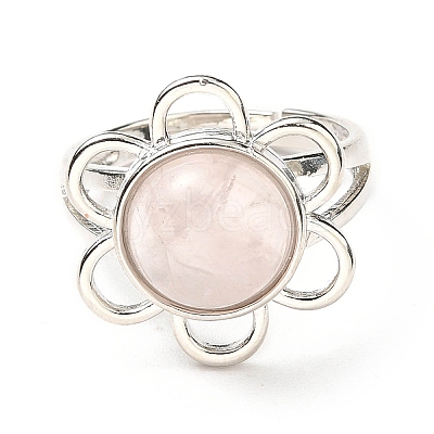 Natural Rose Quartz Adjustable Rings RJEW-P043-01P-22-1