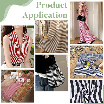 Cotton Fabric with Strip Pattern DIY-PH0037-96F-1