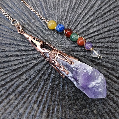 Natural Amethyst Healing Dowsing Divination Pendulums PW-WGB216D-02-1