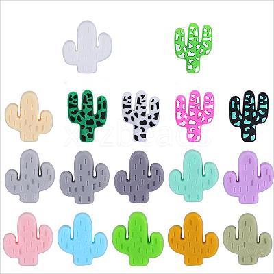 34Pcs 17 Style Cactus Food Grade Eco-Friendly Silicone Focal Beads JX905A-1