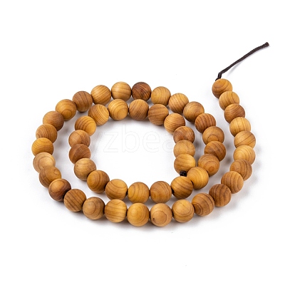 Natural Wood Beads Strand WOOD-F006-01-8mm-1