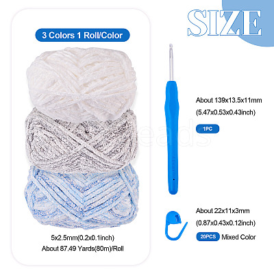3 Rolls Polyester Chenille Wool Yarn OCOR-MB0001-06C-1
