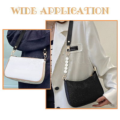 2Pcs 2 Style PU Leather & Round ABS Plastic Imitation Pearl Bag Straps Sets FIND-WR0009-23A-1