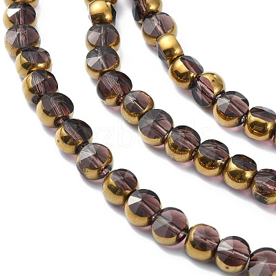 Half Plated Electroplate Transparent Glass Beads Strands EGLA-E060-02A-HP03-1