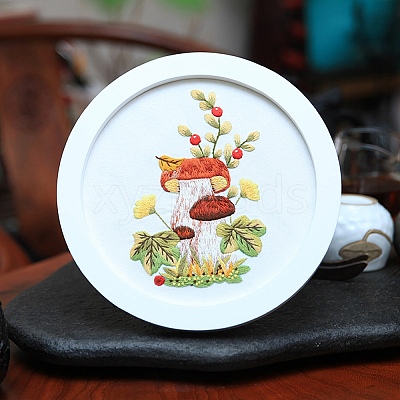 DIY Mushroom Pattern Embroidery Starter Kits LS-DIY-L068-01C-1