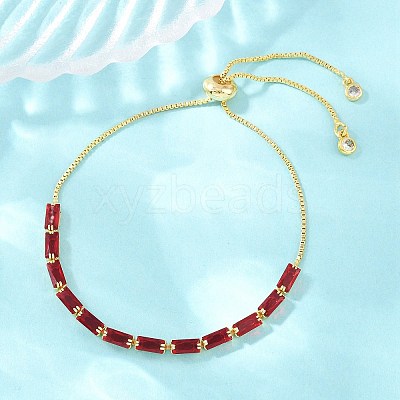 Rectangle Brass Micro Pave Cubic Zirconia Slider Bracelets KK-A305-02G-05-1