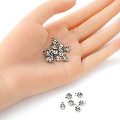 20Pcs 201 Stainless Steel Rhinestone Charms STAS-YW0002-02A-1