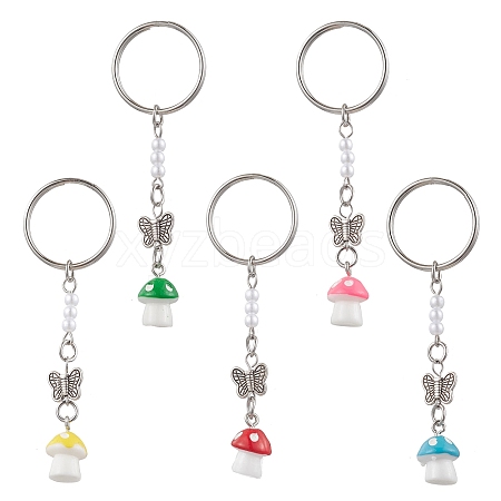 Alloy Imitation Pearl Acrylic Plastic Keychain KEYC-JKC01162-1