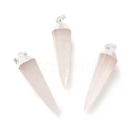 Natural Rose Quartz Pointed Pendants G-P487-02P-1