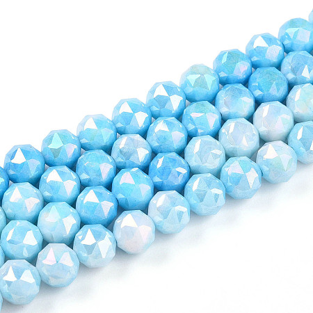 Anti-Tarnish Electroplate Glass Beads Strands GLAA-N010-8mm-01-1