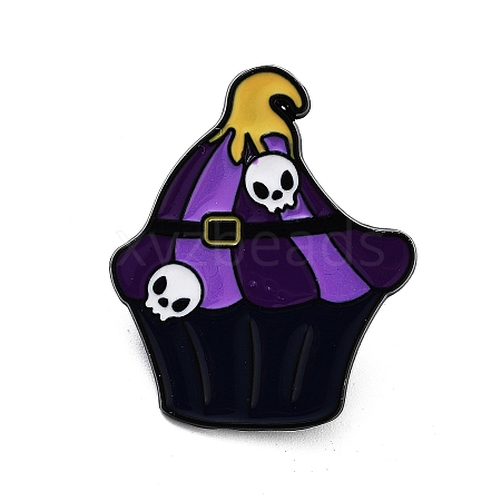 Halloween Cupcake Black Aolly Brooches JEWB-U002-03B-1