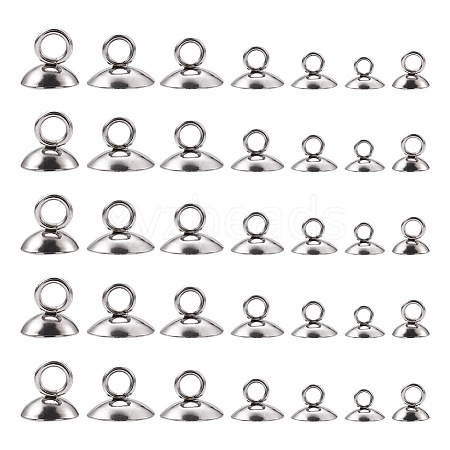 Craftdady 140Pcs 7 Style 304 Stainless Steel Bead Cap Pendant Bails STAS-CD0001-12-1