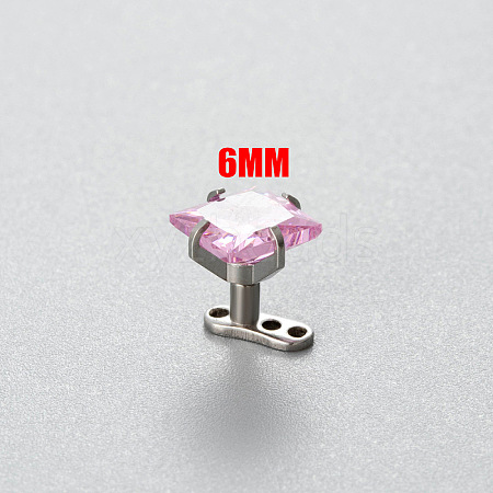 Titanium Steel Cubic Zirconia Square Dermal Anchor Base/Top for Women Men WG87C2F-04-1