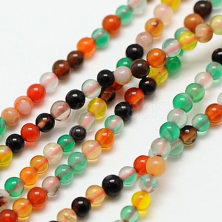 Natural Agate Round Bead Strands G-A130-2mm-K03-1