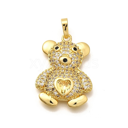 Rack Plating Brass Micro Pave Cubic Zirconia Pendants KK-L226-006G-01-1