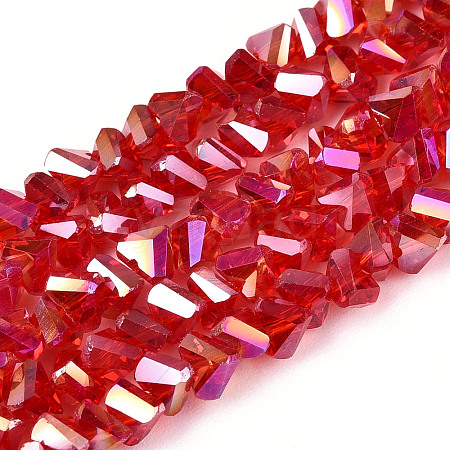 Electroplate Transparent Glass Beads Strands GLAA-N021-4mm-08-1
