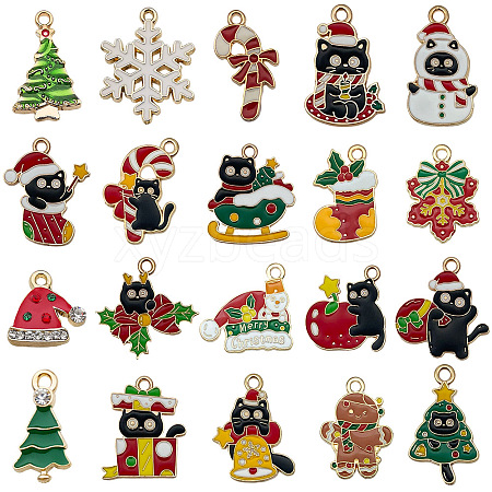 Christmas Alloy Enamel Pendants ENAM-G234-01A-1