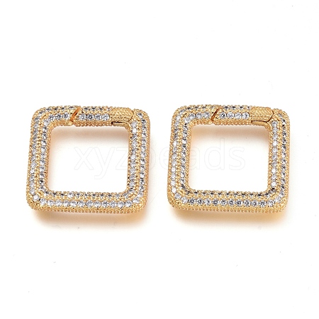 Brass Micro Pave Cubic Zirconia Spring Gate Rings KK-M206-04G-02-1