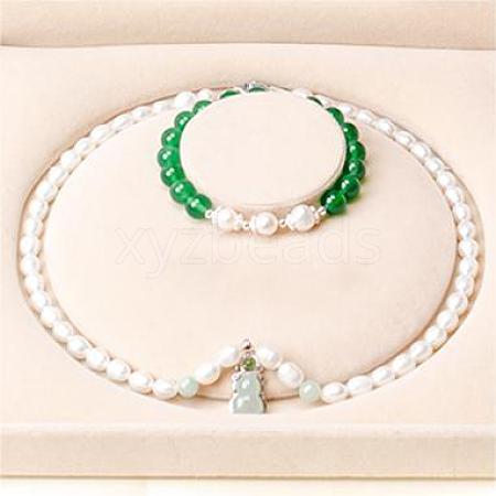 Natural Freshwater Pearl Beaded Necklace & Bracelets Sets for Women WGE4EAE-08-1