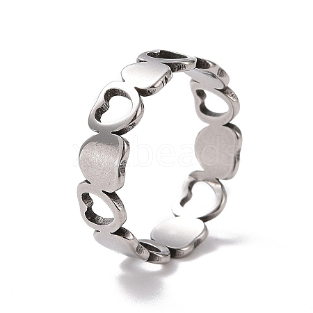 201 Stainless Steel Hollow Heart Wrap Finger Ring for Valentine's Day RJEW-J051-50P-1