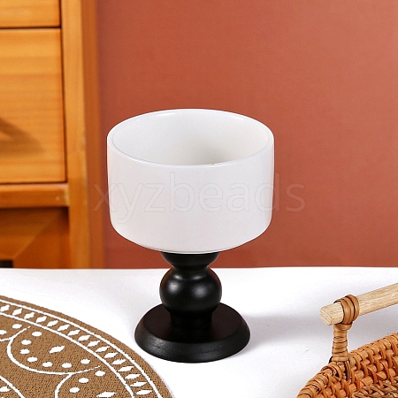 Column Porcelain Candle Holder with Wood Base PW-WGFF535-04-1