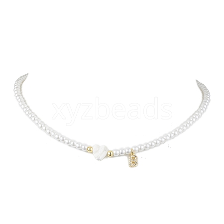 Brass Micro Pave Grade AAA Cubic Zirconia Letter Pendant Necklaces NJEW-JN04771-02-1