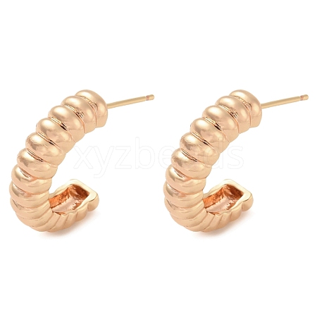 Rack Plating C-Shaped Brass Stud Earrings EJEW-M090-03G-1