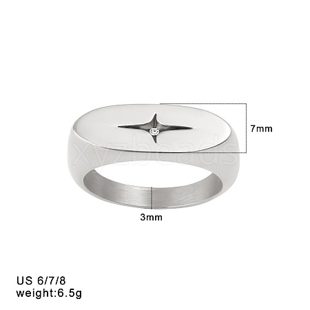 304 Stainless Steel & Clear Cubic Zirconia Finger Rings WGE7D38-01-1