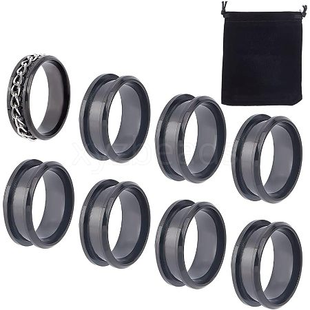 Unicraftale 10Pcs Stainless Steel Grooved Finger Ring Settings STAS-UN0039-22C-1