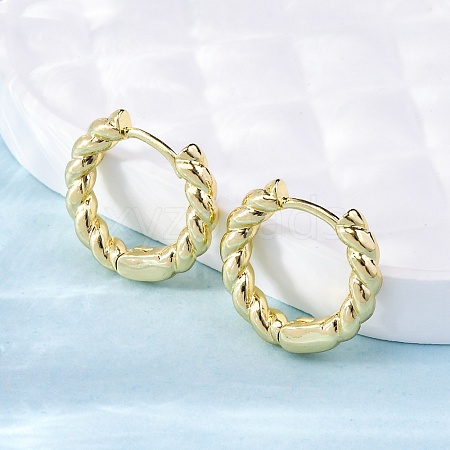 Brass Twisted Rope Chunky Hinged Huggie Hoop Earrings for Women EJEW-P196-25G-1