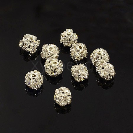 Brass Rhinestone Beads RB-A019-6mm-01S-1