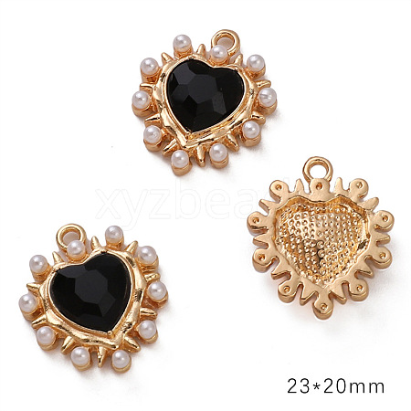 Golden Alloy Resin Rhinestine Pendants PW-WGCBCC2-06-1