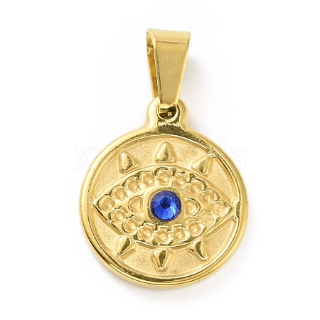 PVD Vacuum Plating 304 Stainless Steel with Capri Blue Rhinestones Pendants STAS-G261-18G-1