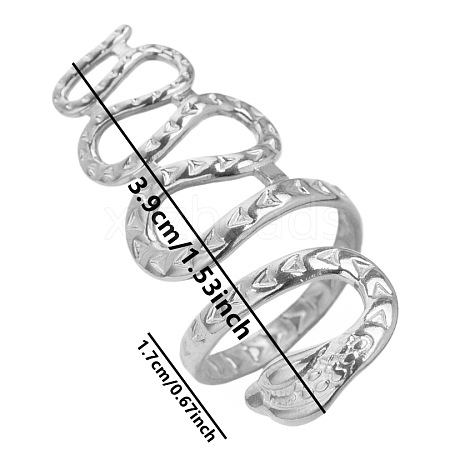 Non-Tarnish Stylish Vintage Stainless Steel Snake Wrap Cuff Ring for Women KK7356-1-1