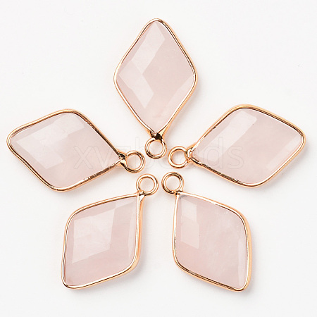 Natural Rose Quartz Pendants G-R464-005B-1