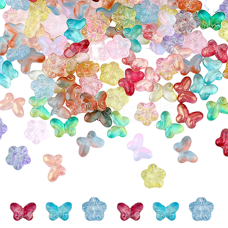 160Pcs 16 Style Transparent Baking Paint Glass Beads GLAA-FH0001-58-1