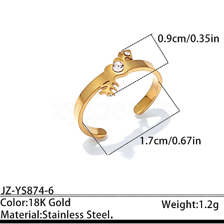 Ocean 304 Stainless Steel Rhinestone Cuff Open Rings WGF30C4-06-1
