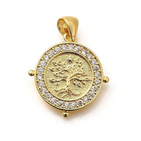 Rack Plating Brass Micro Pave Cubic Zirconia Pendants KK-L226-051G-02-1