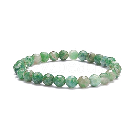 Natural Emerald Round Beaded Stretch Bracelet BJEW-JB07656-1